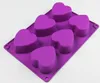 6 trous en forme de coeur cuisson gâteau moule gelée glace plateau Biscuit moule à la main savon amour Silicone moule SN4391