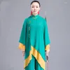 Abbigliamento etnico Verde Tai Chi Uniforme Vestito di Arti Marziali Costume da Guerriero Cinese Spadaccino Vestito Vestiti di Wushu TA2040