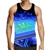 Men's Tank Tops Motherboard Graphic Electronic Component For Men's Sleeveless 3D Print Holiday Technology Vest Streetwear Man