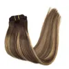 Clip in Hair Extensions Remy Human Hair Hoogtepunten kleur P4/27 Double Weft clip ins Extension 120g