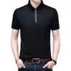 Hommes Polos Glace Soie Cool Polo T-shirt À Manches Courtes Demi Été Grand Mince POLO Zipper Top 230614