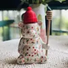 Garrafas de armazenamento TingKe Urso floral americano Jarra de cerâmica selada Garrafa de decoração de casa nórdica Ornamento criativo Japonês Pote de mel