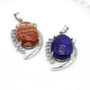 Pendentif Colliers Classique Elliptique Pierre Naturelle Améthyste Lapis Lazuli Argent-couleur Charmes Pour DIY Collier Femmes Hommes Faire Des Bijoux