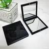 Black Classic folding dubbelsidig spegel bärbar HD-smink och förstoringsglas med flanellpåse och presentförpackning