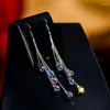 Kolczyki Dangle 2023 Blask przezroczysty krystaliczny kryształowy kropla długa frędzla dla kobiet mody cyrkon prezenty biżuterii