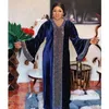 Ethnische Kleidung Samt Afrikanisches Design Perlen Dashiki Kleid Hijab Abaya Bandage Maxi Vintage Langarm Robe Kleider Afrika Sexy Lady Party