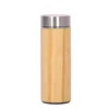 Custom logo! Creative bamboo water bottle vacuum insulated stainless steel cup with lid Tea strainer wooden Straight cup Ppgqx