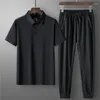 Survêtements pour hommes 2023 été polo pantalon pantalon pour hommes ensemble deux pièces noir gris survêtement hip hop streetwear course vêtements de sport