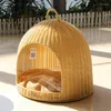 Camas para gatos Vendas Saco mongol tipo rattan Ninho Pequeno canil para cães Casa Villa Suprimentos para animais de estimação Removível e lavável Four Seasons