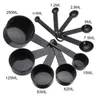 Outils de mesure 10pcsset Cuillères Cuisine Cuire Cuillère à café en plastique noir Scoop Tasses Set 230613