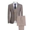 Costumes pour hommes Hommes d'affaires Plaid Check Tuxedos Casual 3 Pièce Haute Qualité Veste Gilet Pantalon Pour La Fête De Mariage