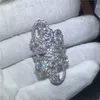 Mode grande bague de fiançailles bagues de mariage pour femmes hommes AAAAA zircon pierre cz or blanc rempli femme doigt bijoux