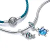 Dla Pandora Charms Authentic 925 Srebrne koraliki Dangle Sea Turtle Starfish Dolphin Bead