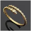 Bangle Love Tennis Designer di gioielli Bracciale da donna Diamond Lovely Snake Sier Gioielli in oro rosa Piatto di rame Fascino per feste G Dh6We