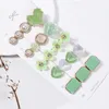 5Pcs/Card Hair Clip Green Color Alloy Hair Clip Spring Style Flower Barrettes For Women Girls Gift Hair Accessories