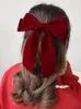 Haarspangen Haarspangen Haarschmuck Haarschmuck Mädchen Schwarz Rot Große Samtschleife Für Frauen Vintage Hochzeit Langes Band Koreanische Pin Haarspange Fashion355