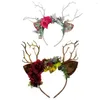 Dekorativa blommor renar med öron huvudband headpiece headware för karnevaler temaparty e2s