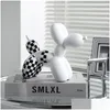 Decorative Objects Figurines Nordic Checkerboard Balloon Dog Scpture Statue Resin Modern Home Living Room Decoration Kawaii Decor Dh9Ry