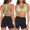 Roupa de ioga SHINBENE Hi Cloud Alças cruzadas nas costas Sutiã acolchoado Fitness Crop Top Sexy Front Twist Sports