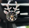 Pochettes à bijoux voiture montée sur véhicule bois corne de cerf créatif diamant incrusté évents pince ornements intérieurs