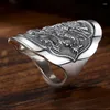 Cluster Rings Vintage Creative Silver Male Personality Trendy Chinese Zodiac Dragon Opening Adjustment Ring Jewelry Accessory