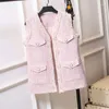 Gilets femme printemps automne 2023 polyvalent col en v rose parfumé gilet français Tweed gilet manteau