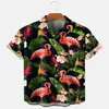 Męskie koszule Flamingo Palm Leaf Short Shirt 3D na całym wydrukowanym hawajskim dla mężczyzn i kobiet unisex