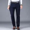 Mens Pants 4 Colors 98% Cotton Casual Men Classic Style Straight Loose High Waist Elastic Trousers Male Brand Clothes 230614