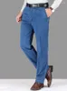 Jeans pour hommes printemps et été mince d'âge moyen hommes âgés lâche droite taille haute profonde entrejambe affaires décontracté papa pantalons longs