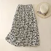 Skirts Knit Skirt Above The Knee Womens Versatile Floral Print Button Up Long Pleated For Women Shorts To Wear Under