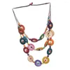 Hänghalsband handgjorda kokosnötskal trä pärla halsband mångfärgade dam smycken souvenir