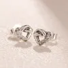 Kolanki z sercem na pandora prawdziwe srebrne srebrne przyjęcie weselne projektant biżuterii dla kobiet dziewczęta kryształowe kolczyki miłosne z oryginalnym pudełkiem