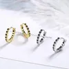 Stud Earrings Black / Green Zirconia For Women Round Ear Rings Korean Trend 2023 Fashion Jewelry Party Gift Girls Female