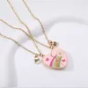 Dolce arcobaleno BFF lettere cuore collana designer per bambini lega sudamericana ciondolo rosa catena d'argento collana migliore amico gioielli regalo amico 2 pezzi / set