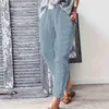 Women's Pants Capris White Cotton Linen Pants For Women 2023 Fashion Loose Full Length Ladies Trousers Casual Elastic Waist Wide Pants For Women