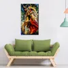 Vibrant Oil Målning Street Landscape Corida Dance With the Bull Handmade Canvas Art Contemporary Loft Decor