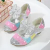 Sneakers Ragazze Scarpe in pelle Principessa Bambini Punta tonda Suola morbida Grandi ragazze Tacco alto Crystal Single 230613