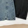 Женские джинсы Y2K Джинсовые мини -юбки для женщин в корейском стиле лето сексуальные женские юбки с широкой ногой повседневная винтажная черная черная высококачественная 230614