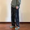 Męskie dżinsy Niebieskie czarne worki mężczyzn w modnie męskie japońskie japońskie streetwear hip-hop luźne proste dżinsowe spodnie M-5xl
