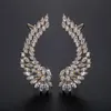 Ear Cuff Senyu Fashion Bridal Jewelry Luxury Lady's CZ Crystal Angel Wing Ear Sweep Wrap Cuff Earrings Rhodium Plating Climber örhängen 230614