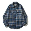 Men's Casual Shirts Red And Blue Color-Blocking Plaid Flannel Long-Sleeved Shirts For Men And Women High-Quality Loose Plus Size Shirts 230613