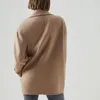 Kvinnor Woolen Coat Brunello Cuccinelli Cashmere dubbelbröst brunt långärmad mode casure jacka