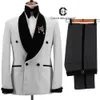 Men's Suits Blazers Cenne Des Graoom Men Suit Tuxedo 2 Pieces Double Breasted Shawl Lapel Wedding Party Singer Costume Groom On Stage Christmas 230614