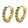 Stud Earrings Black / Green Zirconia For Women Round Ear Rings Korean Trend 2023 Fashion Jewelry Party Gift Girls Female