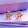 Kolczyki stadnorskie 585 Purple Gold Splated 14K Rose Znakomite Lśniące Star Ear Studs In Charm Romantic for Women Jewelry