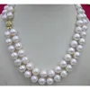 Pendant Necklaces Fashion 2 Row 9-10 MM NATURAL WHITE SOUTH SEA PEARL NELACE 18 - 19 INCH 14KGP