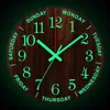 Decorative Objects Figurines 12 Inch Luminous Wall Clock Wood Silent light in dark night Nordic Fashion Non Ticking With Night Light 230613