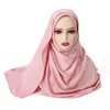 Vêtements ethniques Couleur unie Femmes Hijabs Lady Simulation musulmane Satin longue écharpe Moyen-Orient Malaisie Indonésie Hijab Châle respectueux de la peau