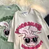 Kadın T-Shirt Pamuk Amerikan Retro Akıllı Tavşan Kısa Kollu T-Shirt Erkekler ve Kadınlar INS Marka Kore Gevşek Y2K Üst Boyut Tişört 230613