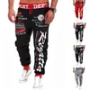 Herrbyxor herr hip hop casual jogging brev tryck sport gym fitness smal fit baggy byxor sportkläder svettbyxor jogger tracksuit